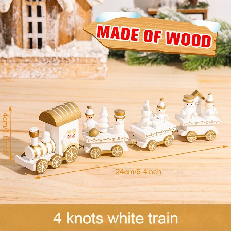 Christmas Wooden Train Merry Christmas Decoration for Home 2024 Christmas Ornaments Navidad Xmas Gift New Year 2025