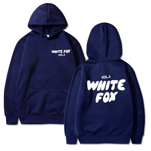 Women's white fox hooded sweatshirt letter printed fashion loose sweater Harajuku casual sweatshirt long sleeved