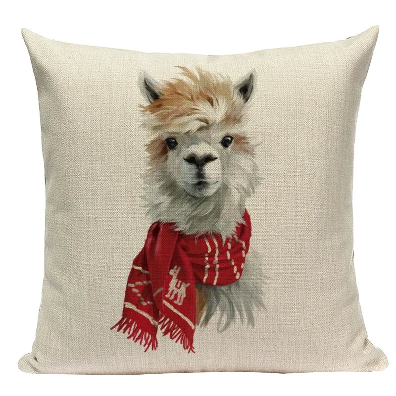 Cow Throw Pillow Case Alpaca Bullul Printing Bed Home Decor Cushion Cover Snowman Llama Housse De Coussin