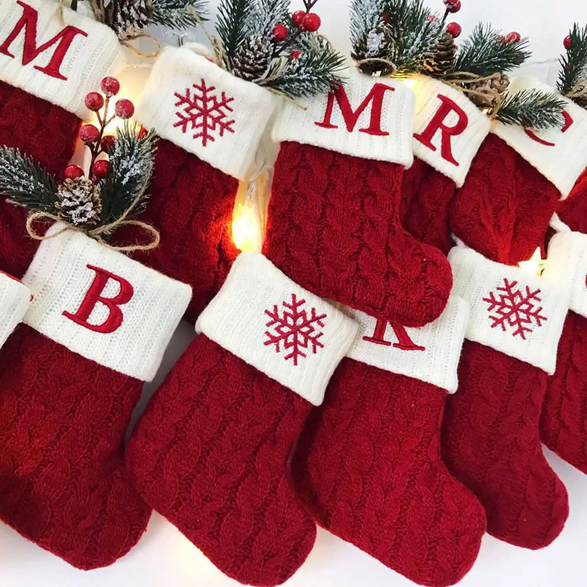 Alphabet Knitting Socks Tree Ornaments Decorations For Home 2023 Noel 2024 Gift