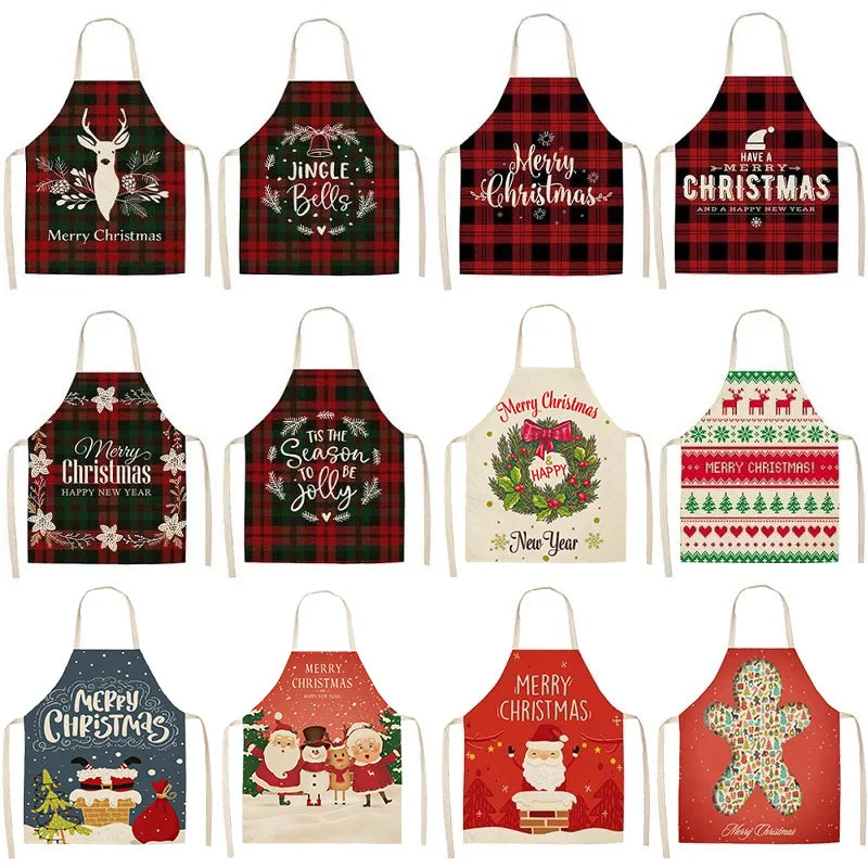 Linen Apron Decorations for Home Kitchen Accessories 2024 2025 New Year Gifts