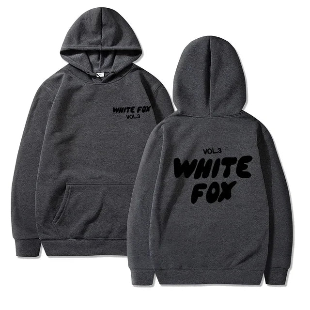 Women's white fox hooded sweatshirt letter printed fashion loose sweater Harajuku casual sweatshirt long sleeved