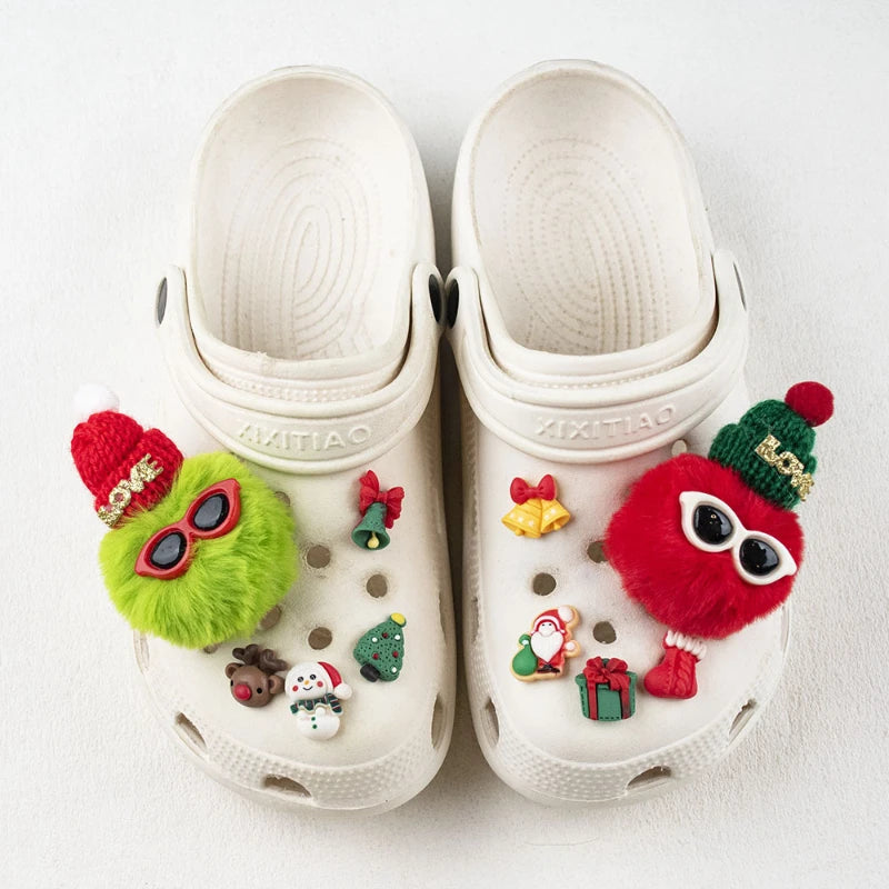 Miniso Holidays Theme Shoes Charms Set Cute Plush Hairball Shoe Decoration Accessories Cartoon Shoe Party Gifts