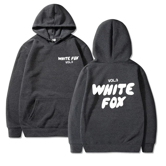 Women's white fox hooded sweatshirt letter printed fashion loose sweater Harajuku casual sweatshirt long sleeved