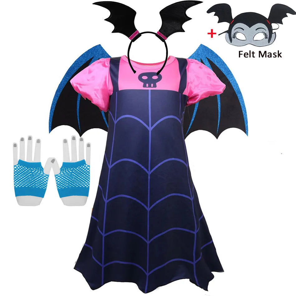 Halloween Vampire Disguise Clothing Child Disney Junior Vampirina Dress with Wings Gloves Girls All Saints' Day Kids Costume