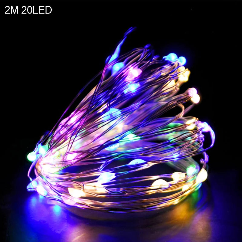 2M 20LED Santa Claus Snowflake LED Light String Decoration For Home Tree Ornament 2024 Kids Gift New Year