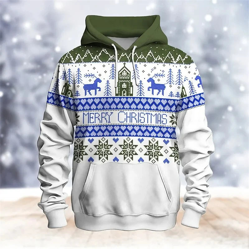 Snowman 3D Printed Hoodies For Men Clothes Fashion Elk Women Pullovers Casual Winter Sweatshirts Y2k Tops