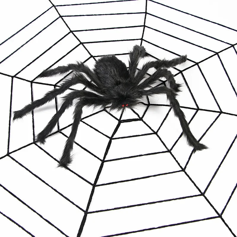 Halloween simulation furry spider indoor and outdoor atmosphere to create decorative props carnival night tricky cobwebs