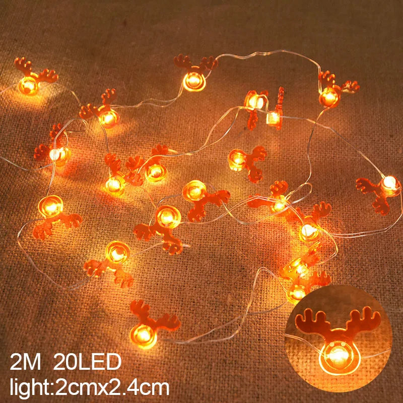 2M 20LED Santa Claus Snowflake LED Light String Decoration For Home Tree Ornament 2024 Kids Gift New Year