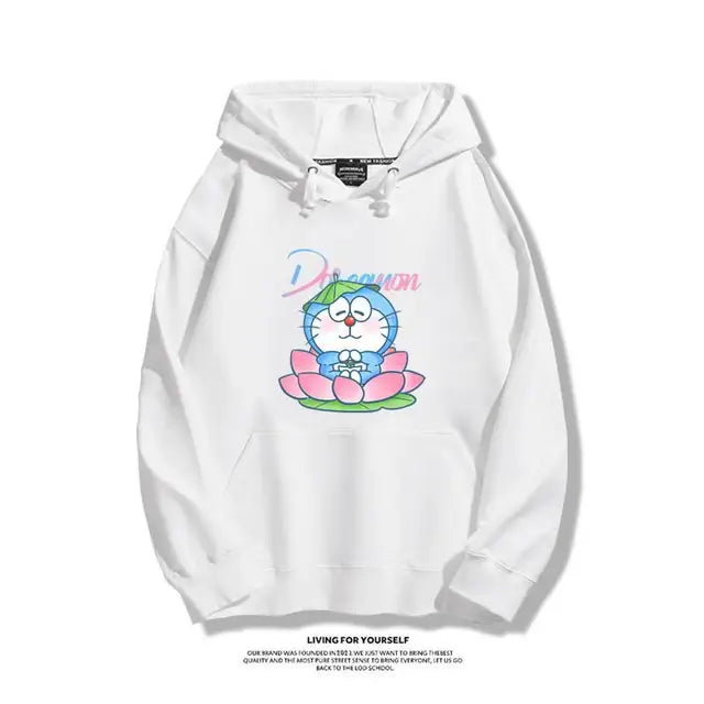 2024 Anime Doraemon Hoodie Fashion Long Sleeve Neutral Autumn/Winter Retro Sportswear Blue Fat Casual Y2K Top