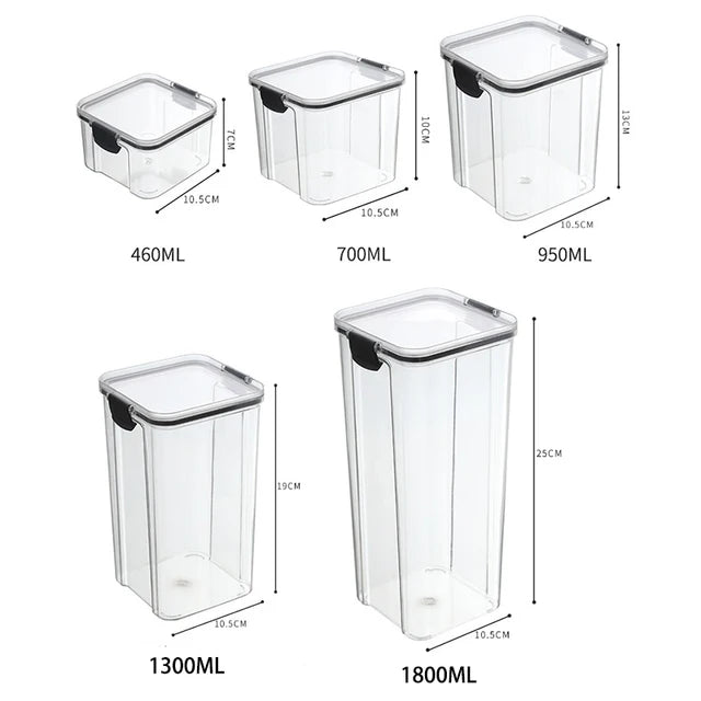 Bocaux scellés, organisateur de stockage de céréales de cuisine, grand réservoir en plastique, boîte de rangement résistante à l'humidité, ensemble de pots d'assaisonnement ménagers