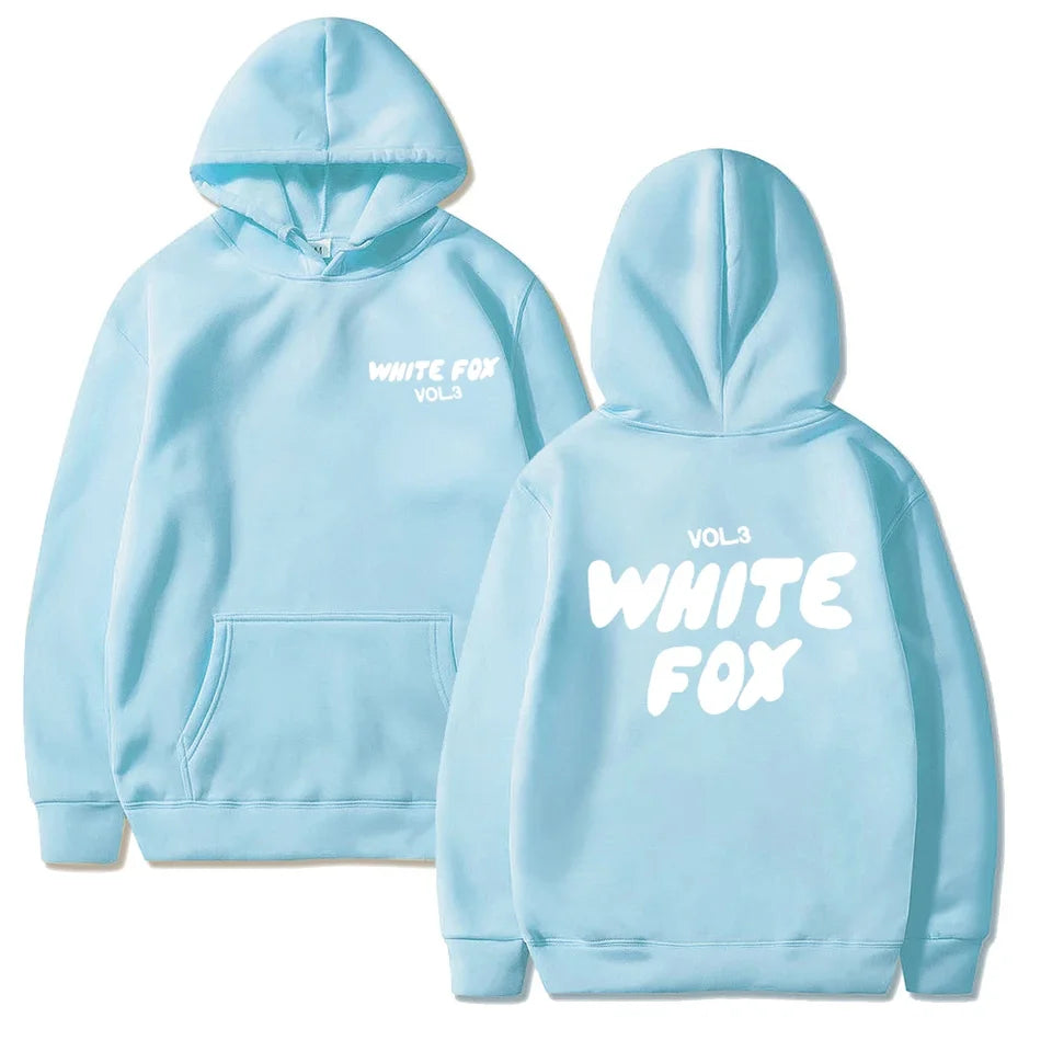 Women's white fox hooded sweatshirt letter printed fashion loose sweater Harajuku casual sweatshirt long sleeved