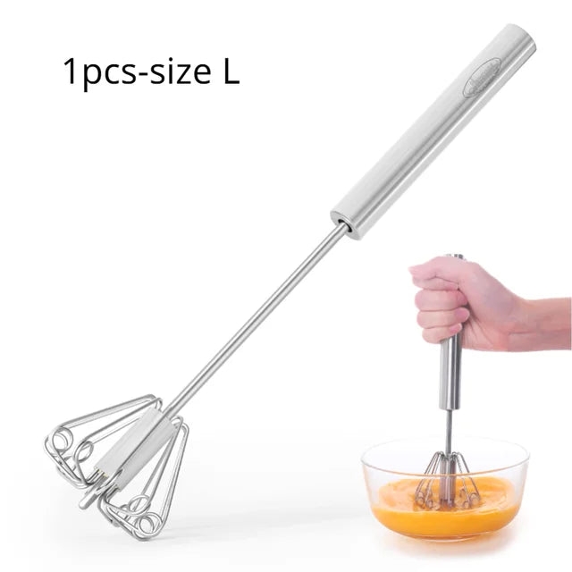 Batidor semiautomático para huevos, batidor Manual de acero inoxidable, utensilios para crema, mezclador de cocina, herramientas para huevos