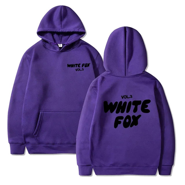 Women's white fox hooded sweatshirt letter printed fashion loose sweater Harajuku casual sweatshirt long sleeved