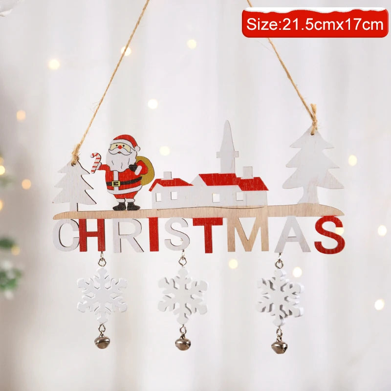 Wooden Hanging Pendants Gnome Santa Claus Decoration for Home Tree Ornaments 2024 New Year Gifts