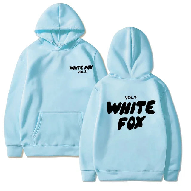 Women's white fox hooded sweatshirt letter printed fashion loose sweater Harajuku casual sweatshirt long sleeved