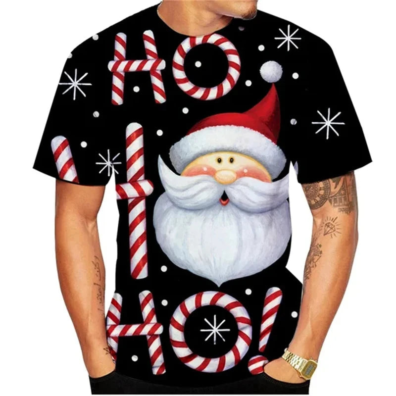 Funny T-shirt 3d Printed Santa Claus Oversized Tops Men TShirts-6-design-options