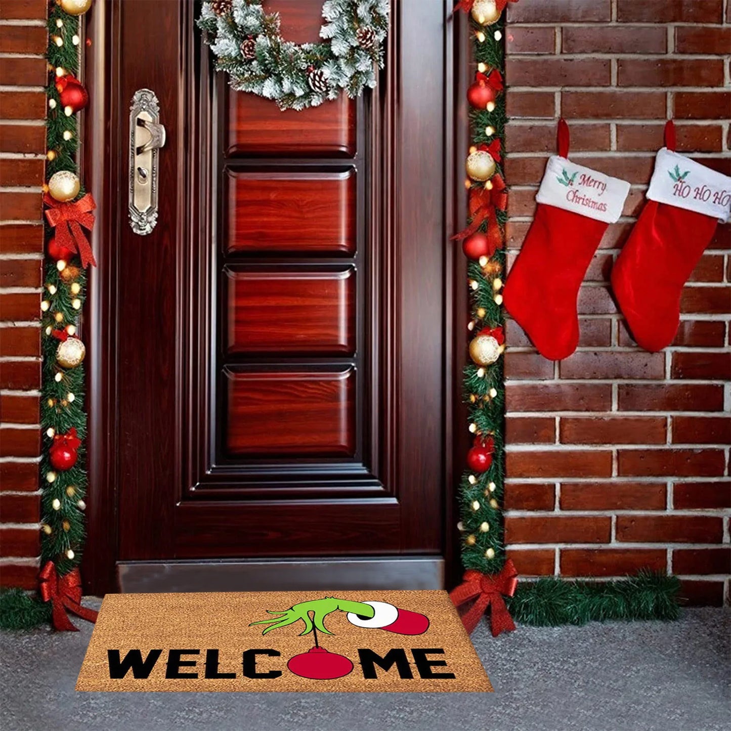 Xmas Welcome Christmas Mat Non-Slip And Washable Doormat Decoration Door Mat Entrance Rugs 40x60 cm-15.7x23.6 inches