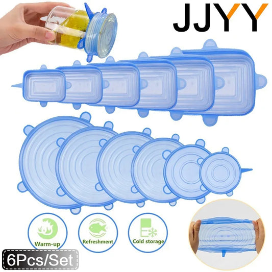 Couvercles extensibles en Silicone réutilisables universels ronds carrés en Silicone, bol d'emballage alimentaire, couvercle de Pot, couvercle en Silicone, poêle, articles de cuisine