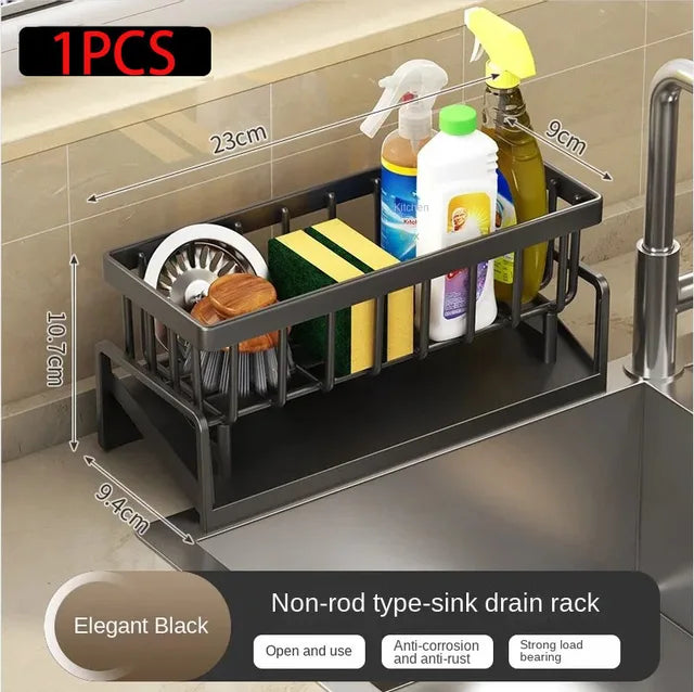 Sink Drain Rack Kitchen Bathroom Plastic Self-draining Sink Shelf Soap Sponge Holder Dishcloth Towel Rack Filter Basket