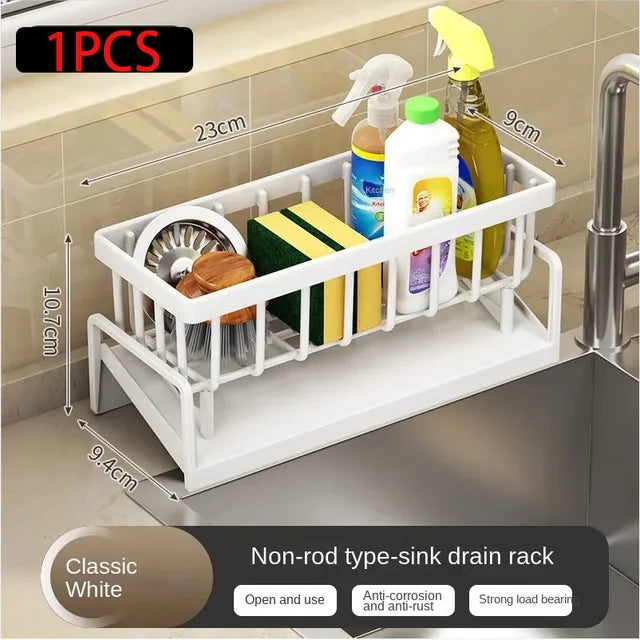 Sink Drain Rack Kitchen Bathroom Plastic Self-draining Sink Shelf Soap Sponge Holder Dishcloth Towel Rack Filter Basket