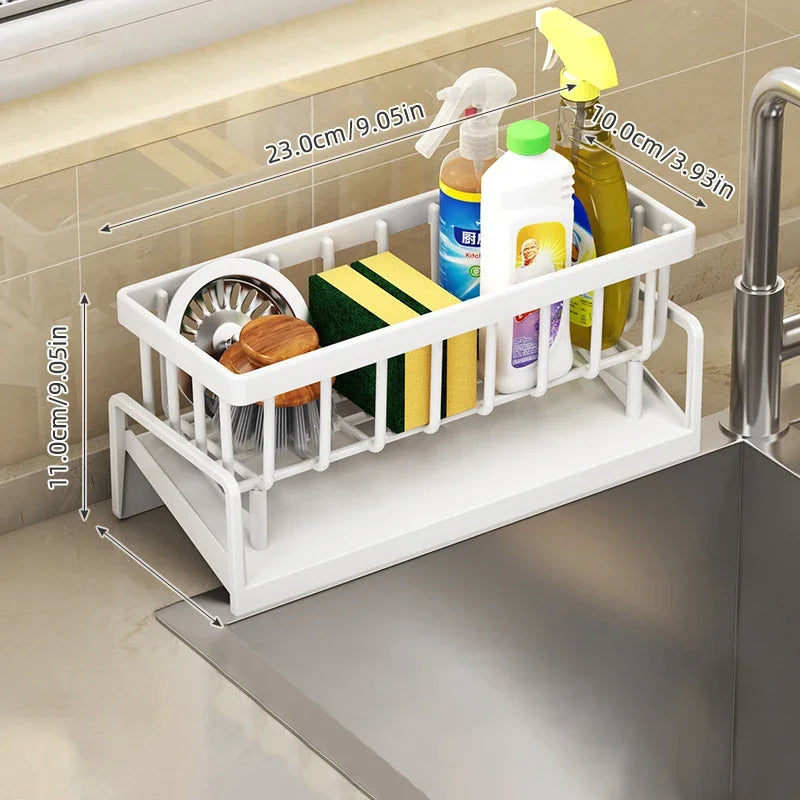 Sink Drain Rack Kitchen Bathroom Plastic Self-draining Sink Shelf Soap Sponge Holder Dishcloth Towel Rack Filter Basket