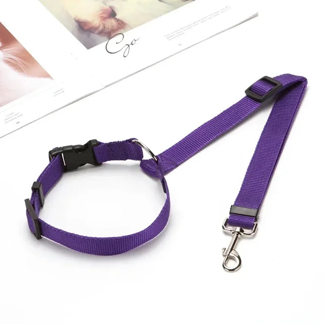 2 in 1 Car Backseat Safety Seatbelt-Lead Leash Adjustable Belt for Pets Dogs