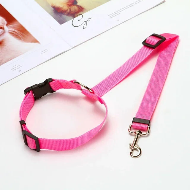 2 in 1 Car Backseat Safety Seatbelt-Lead Leash Adjustable Belt for Pets Dogs