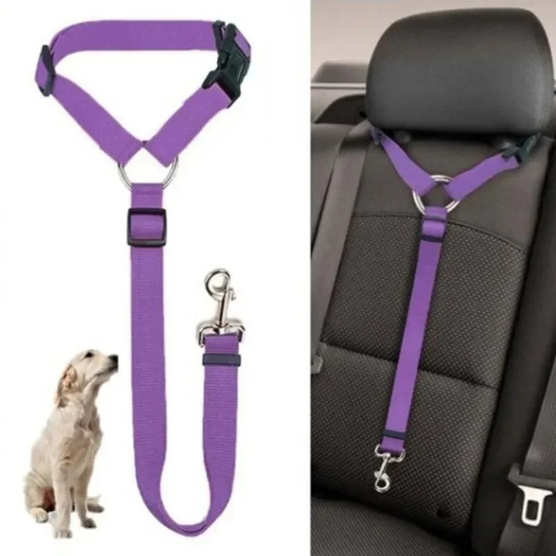 2 in 1 Car Backseat Safety Seatbelt-Lead Leash Adjustable Belt for Pets Dogs