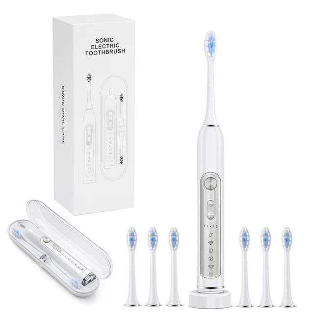 Sonic Electric Toothbrushes for Adults Smart Toothbrush Waterproof with 2pcs/8pcs Replaceable Heads and Charging Base