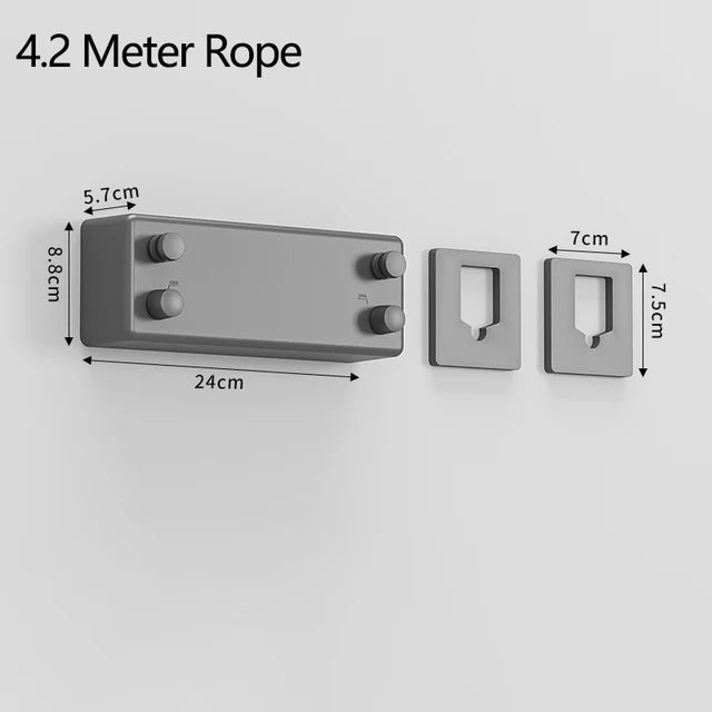 Tendedero de acero inoxidable para interiores y exteriores, cuerda retráctil de pared doble para ropa, cuerda de lavandería extensible para apartamento