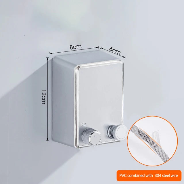 Corde à linge en acier inoxydable, Double ligne de vêtements murale rétractable intérieure et extérieure, corde à linge d'extérieur extensible pour appartement