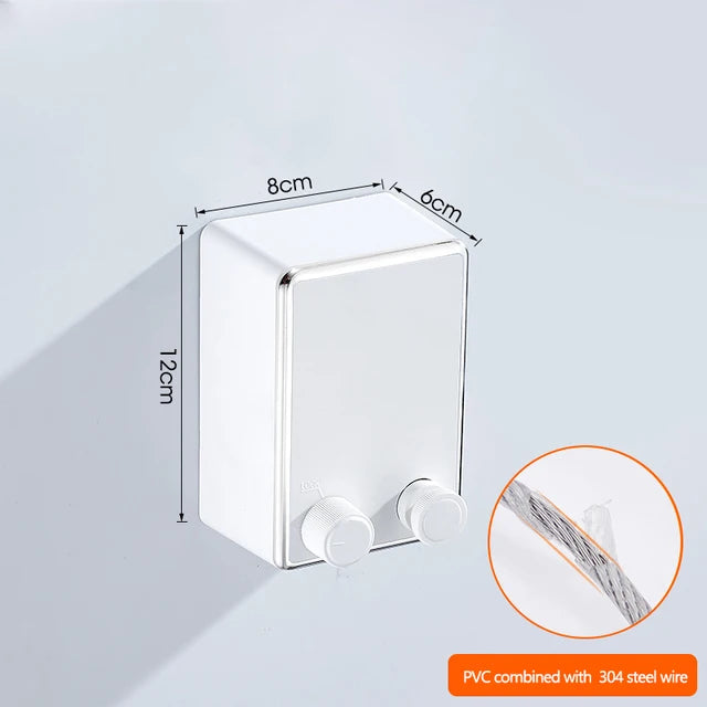 Tendedero de acero inoxidable para interiores y exteriores, cuerda retráctil de pared doble para ropa, cuerda de lavandería extensible para apartamento