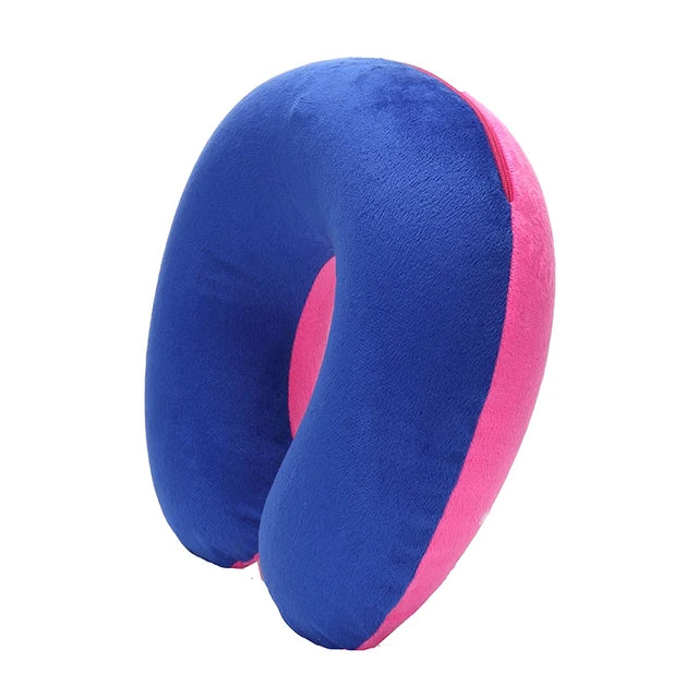 U-shaped Travel Pillow Car Air Flight Office Inflatable Neck Pillow Short Plush Cover PVC Support Headrest Soft Nursing Cushion