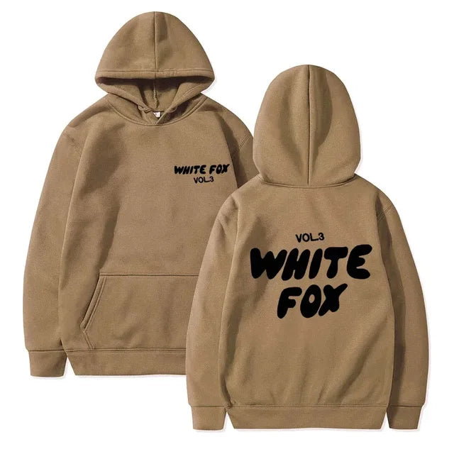 White Fox Women's Hoodie Loose Fitting Hoodie Thick Wool Letter Print Sweatshirts