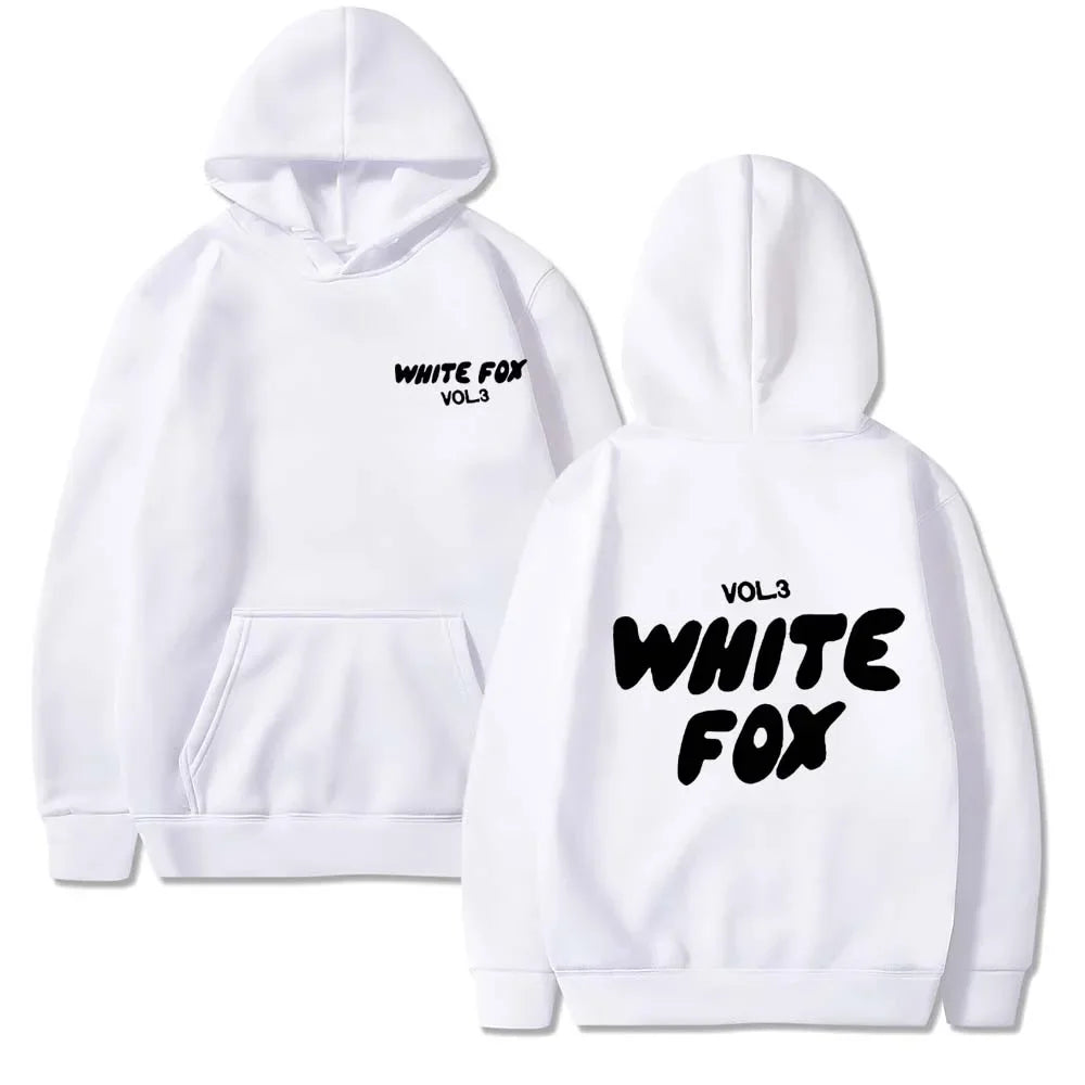 White Fox Women's Hoodie Loose Fitting Hoodie Thick Wool Letter Print Sweatshirts