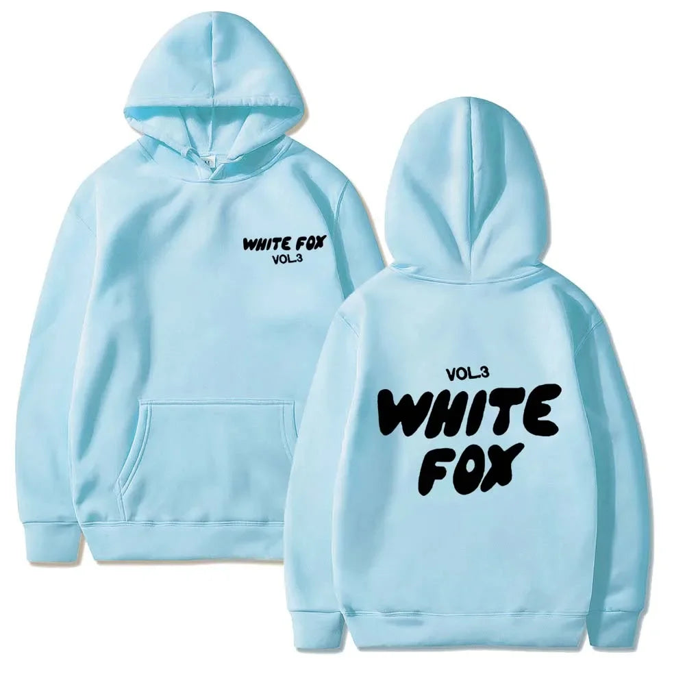 White Fox Women's Hoodie Loose Fitting Hoodie Thick Wool Letter Print Sweatshirts