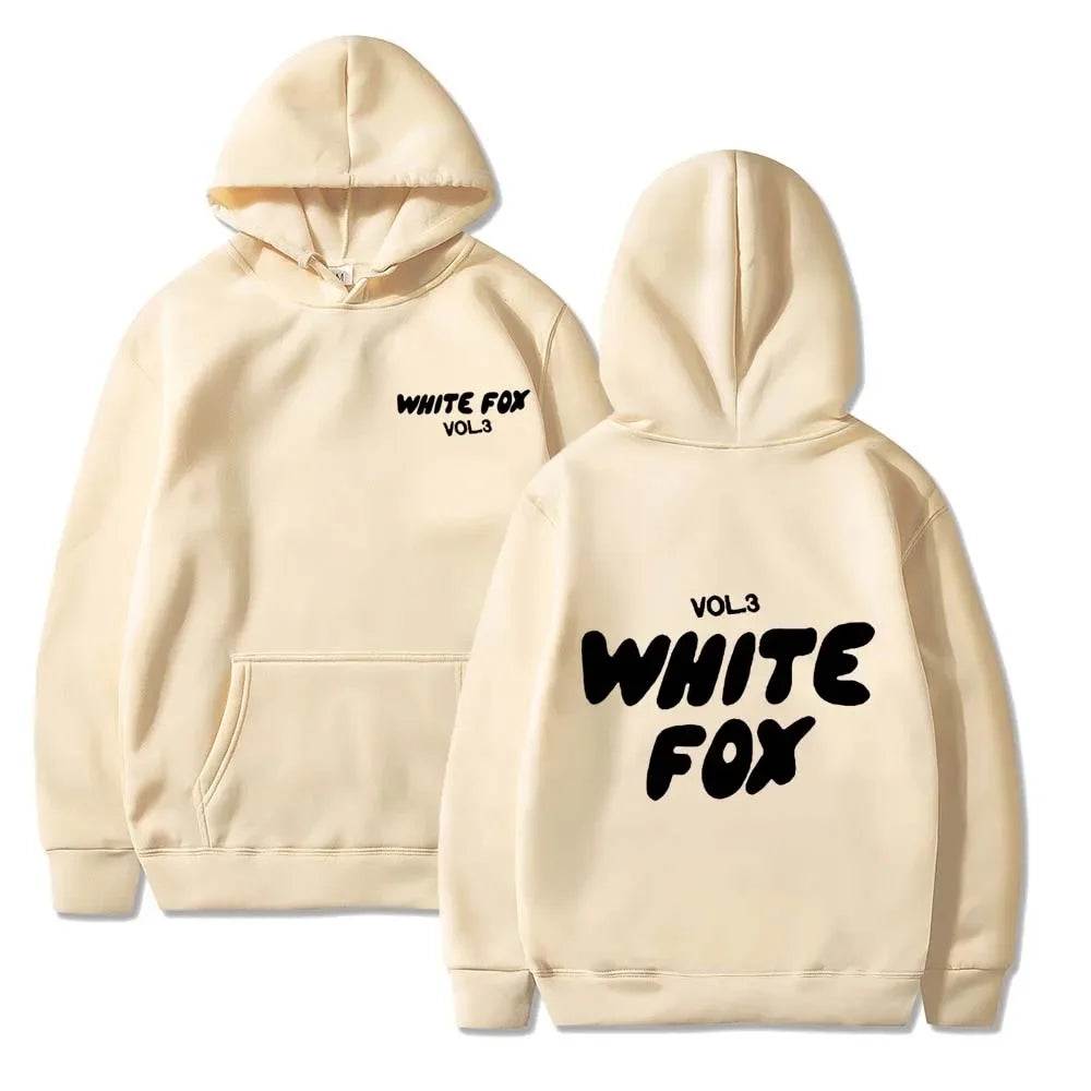 White Fox Women's Hoodie Loose Fitting Hoodie Thick Wool Letter Print Sweatshirts