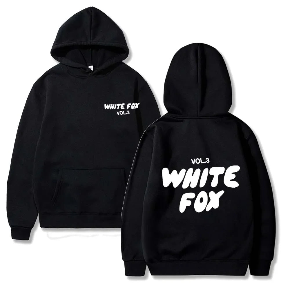 White Fox Women's Hoodie Loose Fitting Hoodie Thick Wool Letter Print Sweatshirts