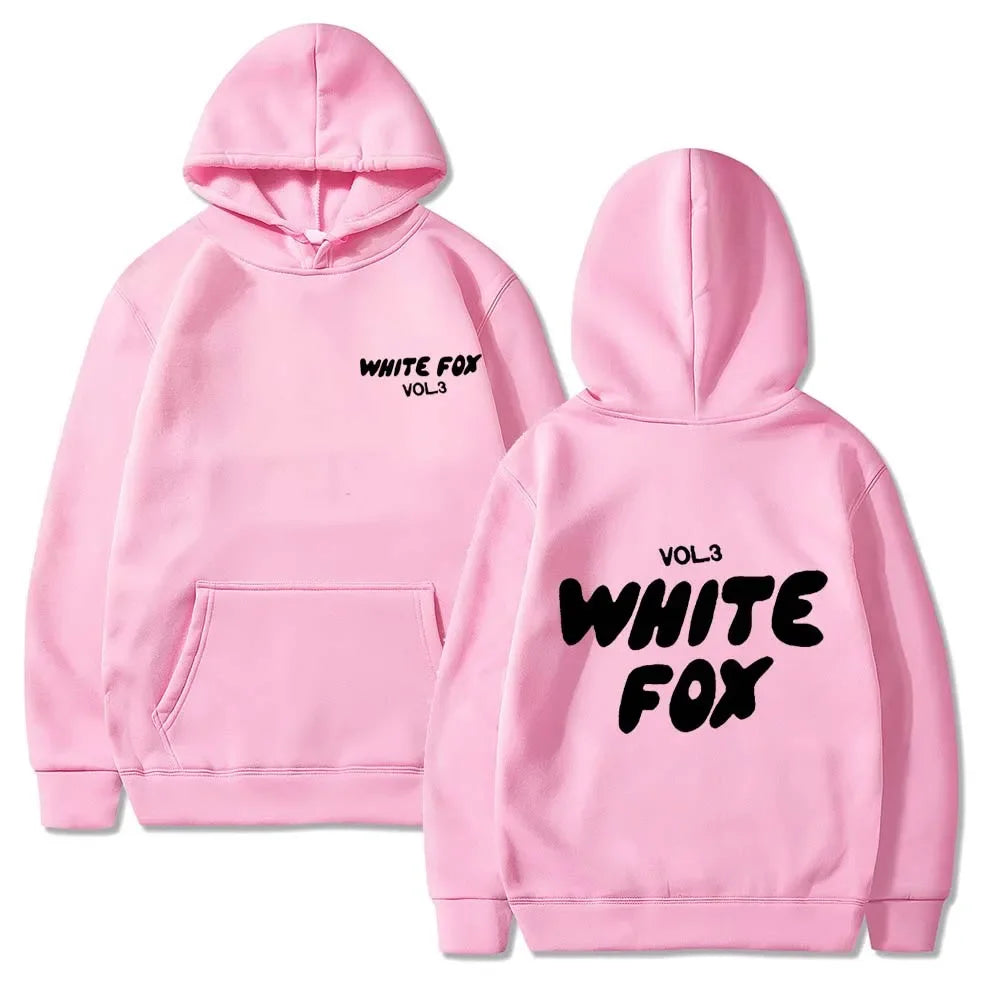 White Fox Women's Hoodie Loose Fitting Hoodie Thick Wool Letter Print Sweatshirts