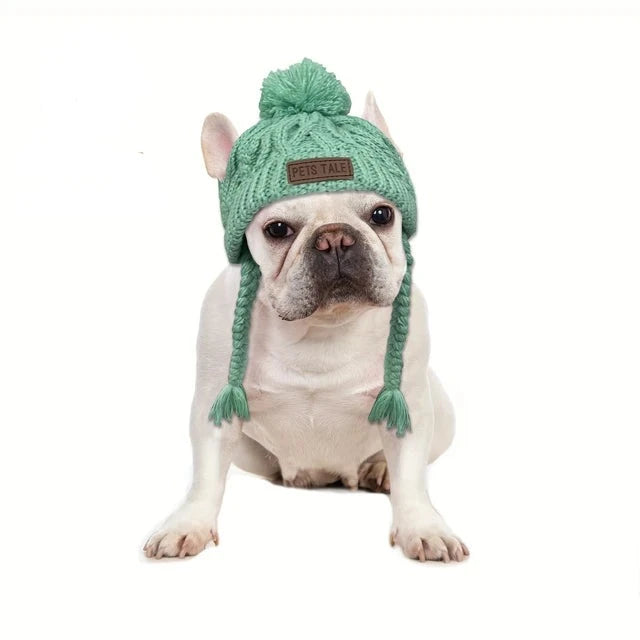 Winter Soft Dog Hats, Warm Pet Dog Knitted Hat Windproof Knitting Dog Hat