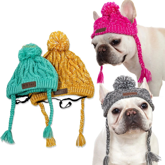 Winter Soft Dog Hats, Warm Pet Dog Knitted Hat Windproof Knitting Dog Hat