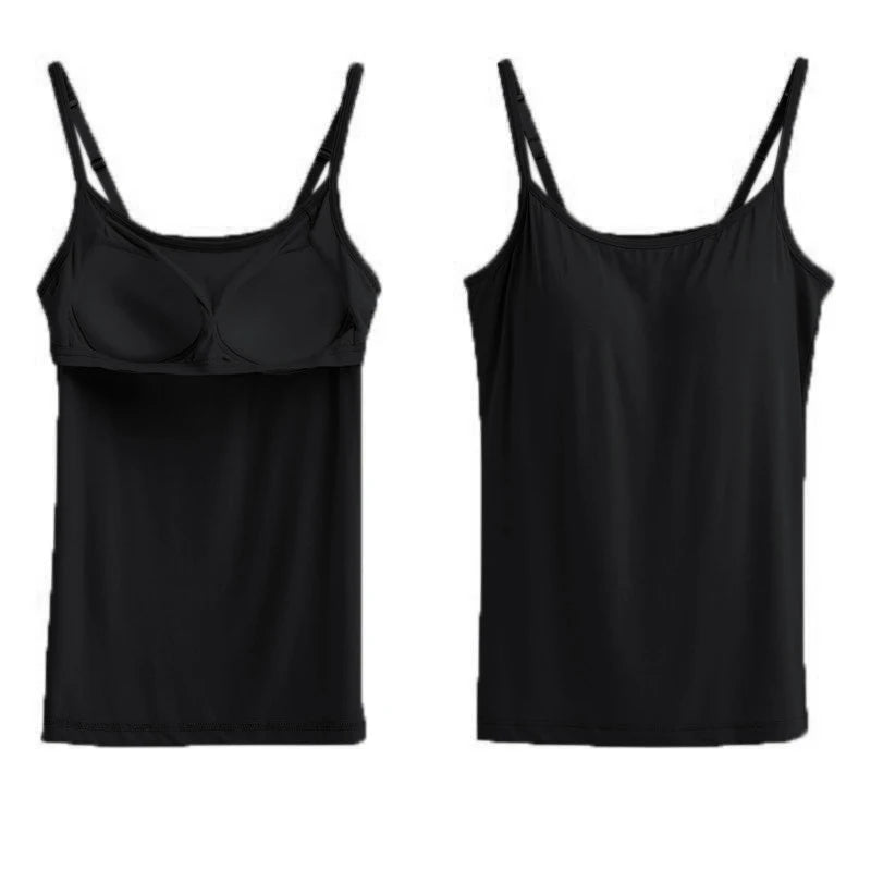 Women Camisole Vest Underwear Summer Soft Tank Top Bra Spaghetti Strap Modal Sling Breathable Padded Female Comfort Camisole