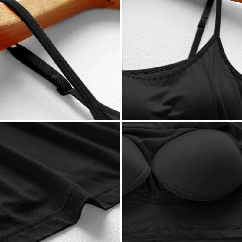 Women Camisole Vest Underwear Summer Soft Tank Top Bra Spaghetti Strap Modal Sling Breathable Padded Female Comfort Camisole