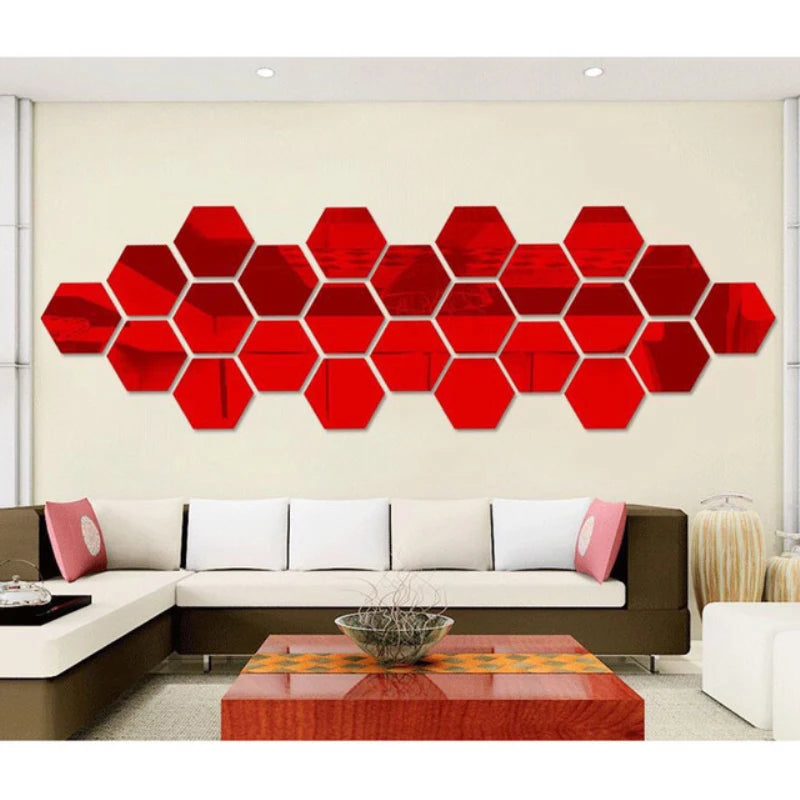 12/24PCS Diy Wall Sticker 3d Stickers Acrylic Mirror Modern Multi-piece Package Large Pattern Self Adhesive Decorative Mirrors