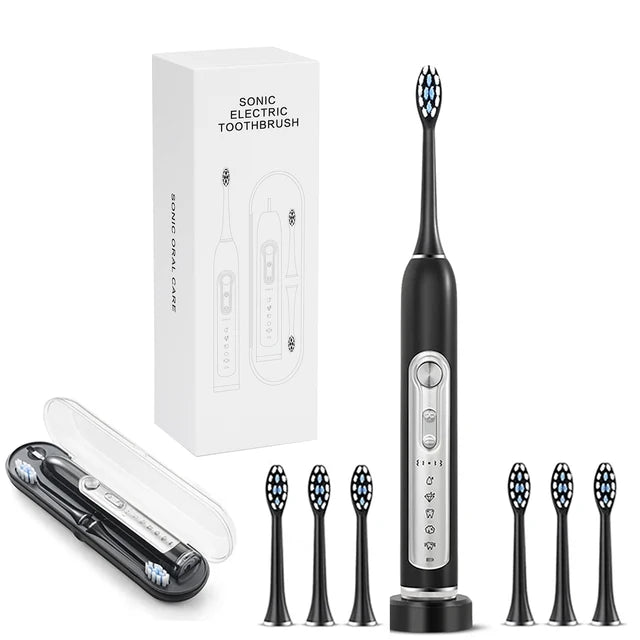 Brosses à dents électriques soniques pour adultes, brosse à dents intelligente étanche avec 2/8 têtes remplaçables et Base de chargement