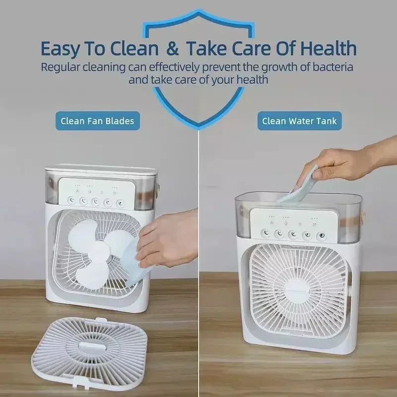 Humidificador portátil, ventilador de aire acondicionado, hidrorefrigeración doméstica, Enfriador de niebla de agua, ajuste de aire portátil para oficina, ventilador de 3 velocidades