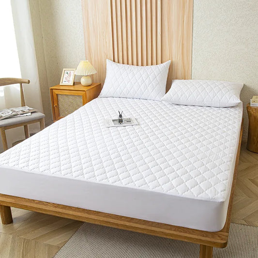 Waterproof Throw Mattress Cover Bed Fitted Sheet Mattress Protector Single/Double/140/160 Muti Size  Gray/White