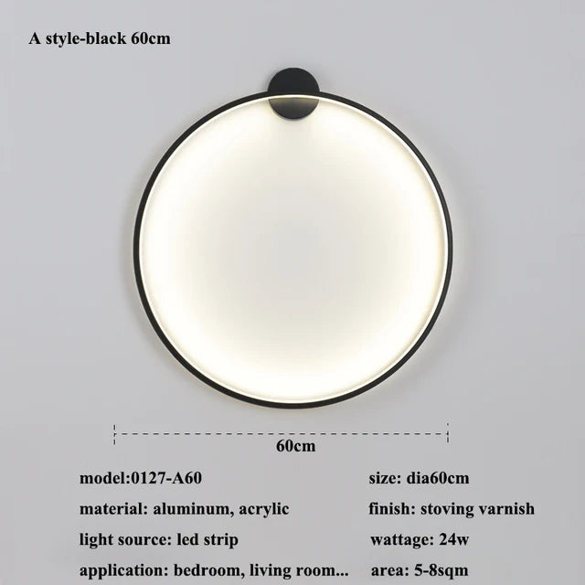 New Modern Led Black Gold Circle Wall Lamp Bedroom Decoration Led Wall Lamp Living Room Background Wall Light Wall Lamp