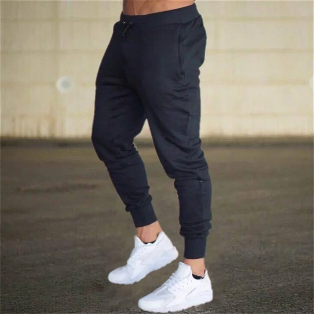 2024 Fashion Men Gyms Pure Color Pants Joggers Fitness Casual Long Pants Men Workout Skinny Sweatpants Jogger Tracksuit Trousers